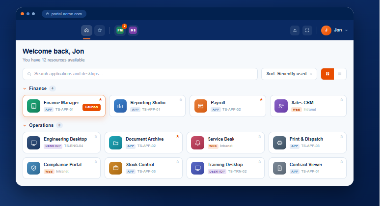 DartRelay remote application publishing interface
